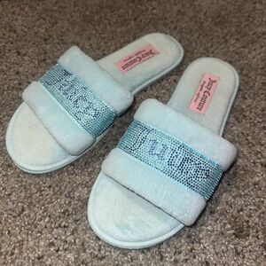 Juicy Couture Light Blue Sparkle Slides